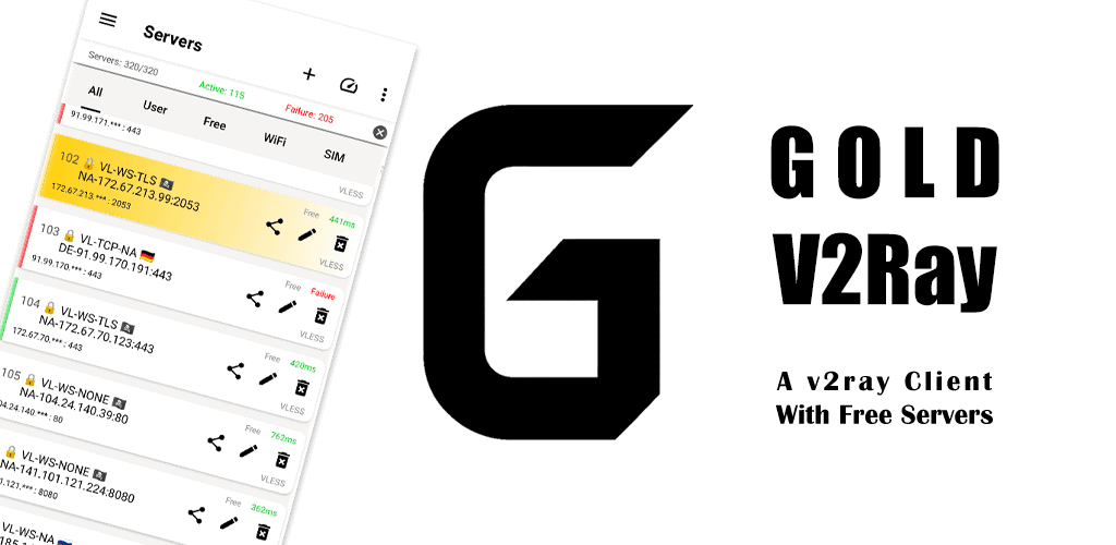 دانلود برنامه وی تو ری اندروید اتصال ایمن و سریع بدون محدودیت V2Ray 1 gold v2ray fast secure vpn banner